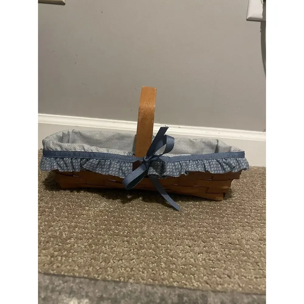 LONGABERGER cracker Basket with ruffled liner‎ 11 x 4 1/2”